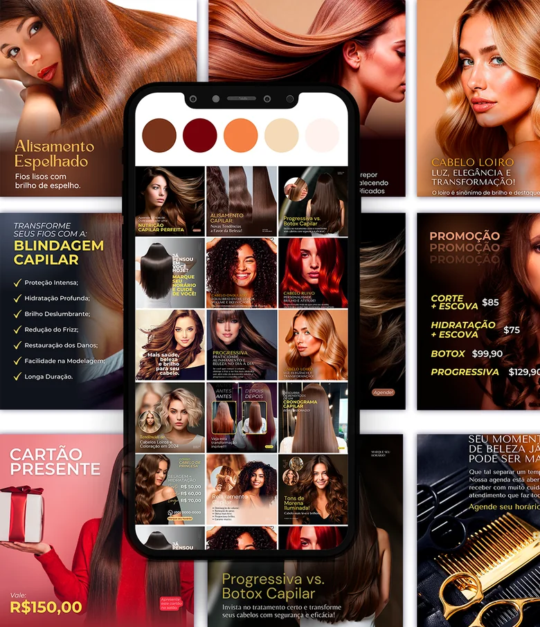Ultra Pack Canva Cabeleireira — Posts prontos para Instagram